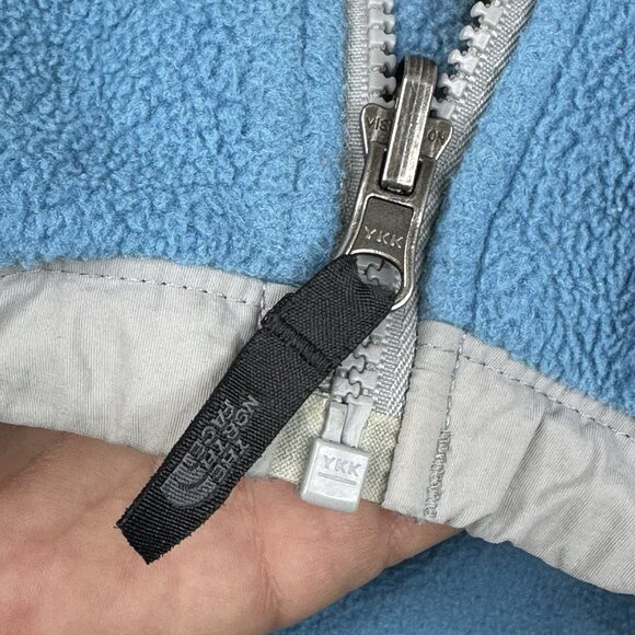 The North Face Girl's Blue‎ Gray Vintage Denali Polartec Full Zip Jacket L/C41 - Picture 6 of 16